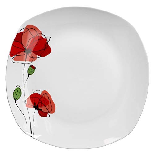 Van Well Assiette de service XL Monika 285x285 mm - Carrée - Grande plate - Design abstrait -...