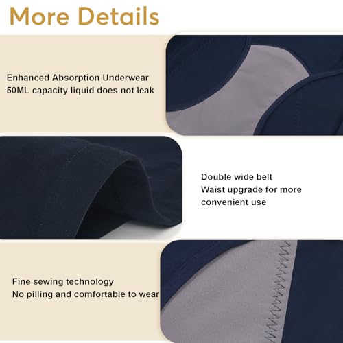 Image of Incontinence Underwear for Women, Heavy Flow Cotton Period Panties, Mid-Rise Postpartum Leakproof Underwear Washable 3 Pack, Small
