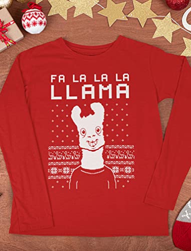Tstars FA La La Llama Ugly Christmas Shirt for Men Tacky Sweater Style Holiday Xmas Mens Long Sleeve T-Shirt4