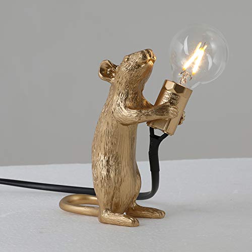 ECOSWAY Table Lamp,Mouse Shape Creative Desk Lamp,Resin Desk Light Bedside Lamp Light Home Room Decor Modern Resin Mouse Lamp Table Lights Gift Decoration