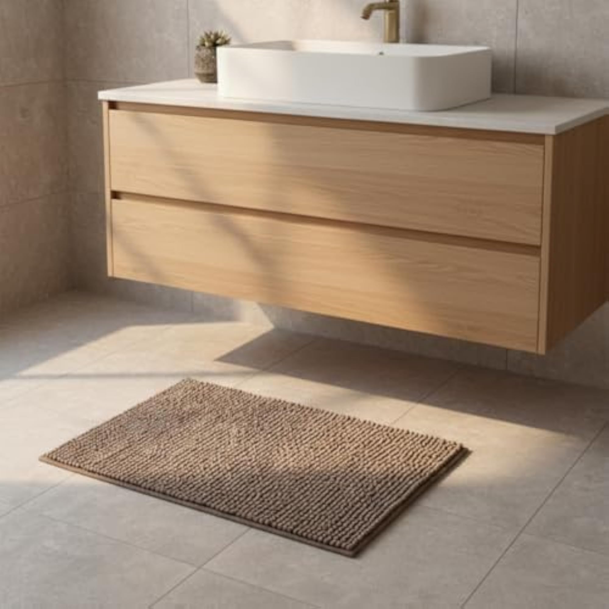 Aura Bath Mat - Beige, Soft Material