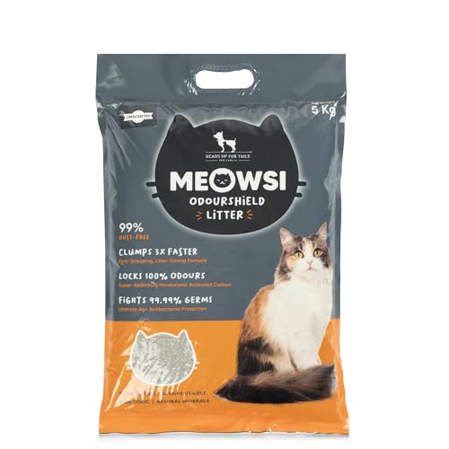 Image of Meowsi by HUFT OdourShield Unscented Cat Litter - 5 kg | Honeycomb Activated Carbon for Strong Odour Control | Natural, Low Dust & High Absorbency | Easy Clumping Litter for Cats