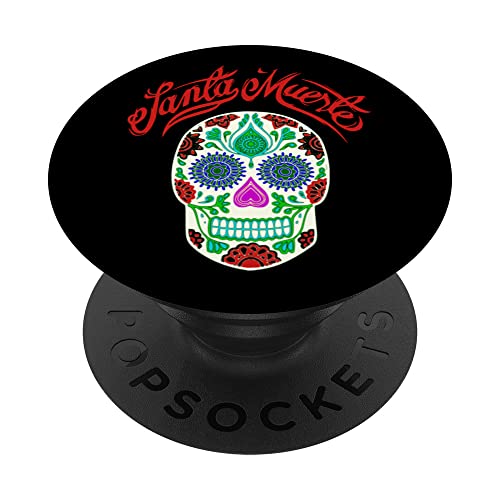SANTA MUERTE MEXICAN SKELETON GOTHIC HALLOWEEN WOMEN MEN PopSockets Swappable PopGrip, Black