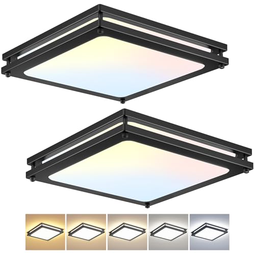 AKAARI Square Ceiling Light Fixture - 2 Pack 12 Inch 36W 3000K/3500K/4000K/5000K/6000K Adjustable Flush Mount Led Light for Bathroom Bedroom Kitchen Hallway