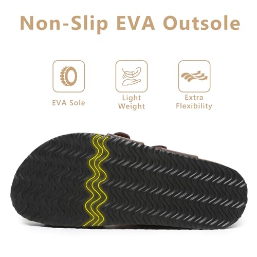 Yozuru Womens Cork Footbed Sandals Comfort Open Toe Slides Adjustable Buckle Beach Summer Flat Sandals with Arch Support3