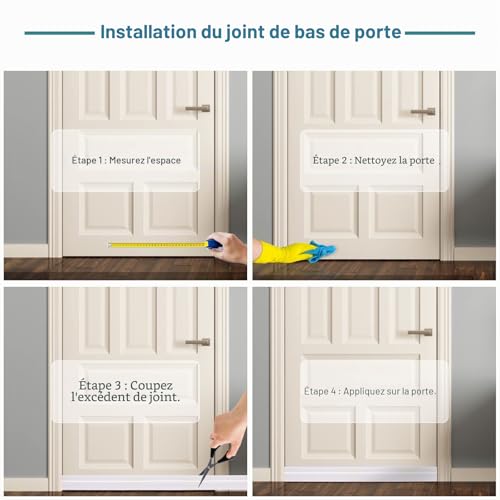 Vinabo Bas de Porte Isolant Adhésive, Blanc, 100 cm x 5 cm – vue 7