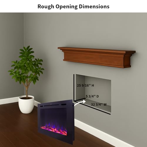 Image of Touchstone Smart Electric Fireplace-The Forte 40 inch Recessed Mounted-30 Realistic Ember Color /Flame Options-1,500W Heater w /Thermostat-Black-Log & Crystal Hearth Options-Alexa /WiFi Enabled