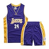 MRRTIME Kobe No.24 Classic Fan Edition Trikot für Lakers Fan Swinger Jersey James No.23 Sommer Tank Shirt Shorts, Jungen und Mädchen Basketball Trikot Set Gr. XX-Small, 24#lila
