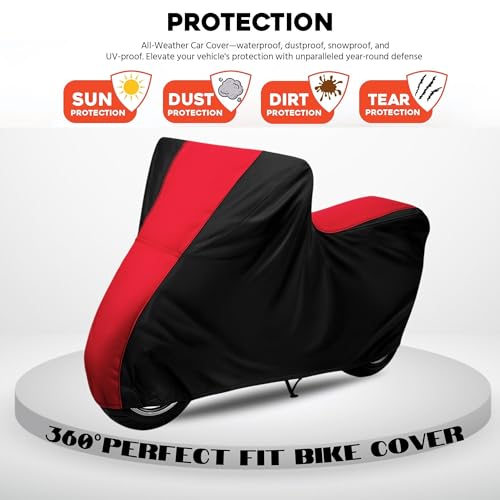Image of All Weather Protection Two Wheeler Cover for Ather 450X, Scooter & Scooty | Anti Dust, 100% Water Resistance, Heat Resistant, UV Proof - Triple Stitched | (Black Top Red)
