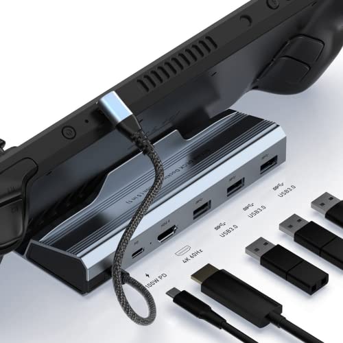 Docking Station For Steam Deck, 6-In-1 Steam Deck Dock Stand With Hdmi 2.0 4K@60Hz, Gigabit Ethernet, 3 Usb 3.0 And Pd3.0 100W Usb-C Full Speed Charging Port For Steam Deck #TOP10