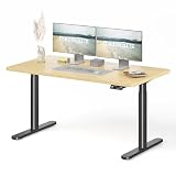 MAIDeSITe S2 Pro Art - Scrivania elettrica regolabile in altezza, 140 x 70 cm, gambe ovali, a risparmio energetico, silenziosa, con doppio motore, portata 180 kg, con 4 livelli di memoria di altezza e