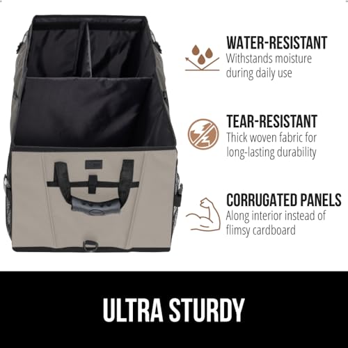 Image of GORILLA GRIP Trunk Organizer for SUV and Cars, Large Capacity, Beige | Heavy Duty Car Trunk Storage Organizer, Collapsible, SUV Accessories, Slip and Water Resistant, Multi Compartment Storage