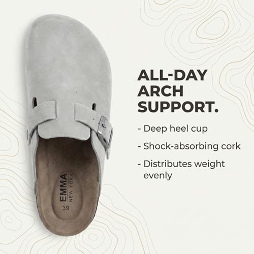 Image of EMMA NEW YORK Womens Clogs Mules Slip-On for Women with Arch Support Cork Footbed Potato Shoes