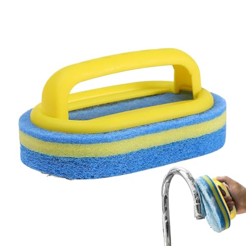 Zasdvn Esponja de lavado con mango, estropajo de baño con mango ergonómico, almohadilla de fregado contra olores, manchas y óxido para baño, cocina, fregadero, ducha, bañera, inodoro, azulejos, spa