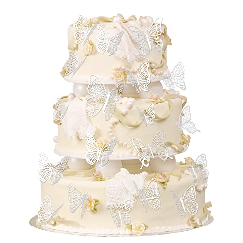 OSDUE Topper de Pastel, Topper de Pastel de Mariposa, Topper de Pastel de Cumpleaños de Mariposa, Topper de Pastel de Fiesta de Cumpleaños para Decoración de Comida de Fiesta de Cumpleaños de Boda