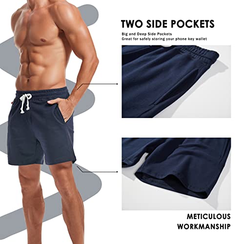 Image of AMY COULEE Mens Athletic Workout Shorts 5.5 inch Cotton Casual Shorts Elastic Waist Joggers Sports Sweat Shorts
