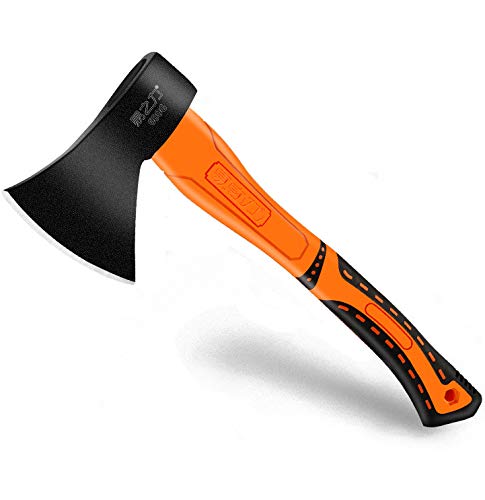 Chopping Axe, Hand Axe, Camp Hatchet for Splitting Kindling and Chopping Branches, with Strong Fiberglass Handle and Anti-Slip Grip (Chopping Hatchet, 15",)