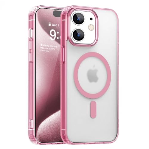 Coque iPhone 12 S. Tedazo rose mate compatible avec MagSafe et antichoc