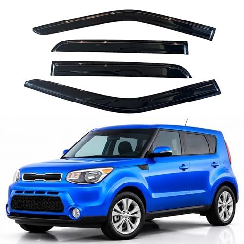 Image of IG Window Visors Fit for 2014-2019 Kia Soul, Out-Channel Rain Guards Vent Wind Deflectors 4PC, Car Accessories for 14-19 Soul