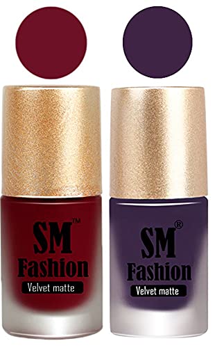 Image of Nail Polishes, Ruby Pink -Violet Velvet Matte Nail Paint Combo Set of 2 Pcs 7ml each
