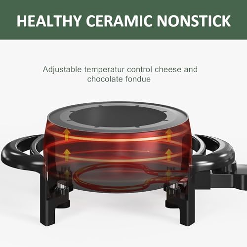 Electric Fondue Pot Set, 3 Quart Fondue Set for Melting Chocolate Cheese with 8 Color-Coded Forks, Adjustable Temp Control, 1000W Non-Stick Fondue Maker for Dessert, Broth and Oil - 4
