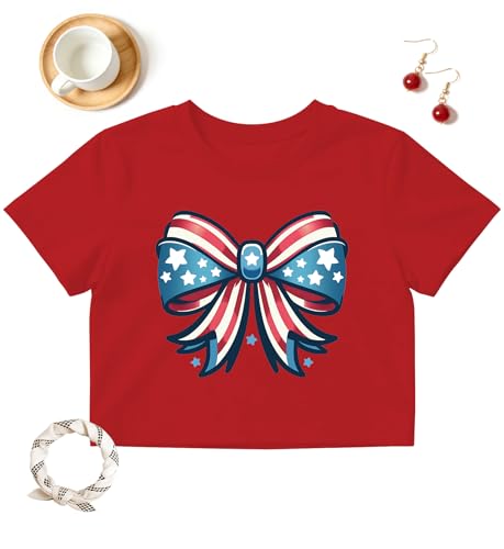Image of 4th of July Bow Tank Top Women-Vintage American Bow Sleeveless Shirt USA Flag Tee Top Patriotic Tank Top