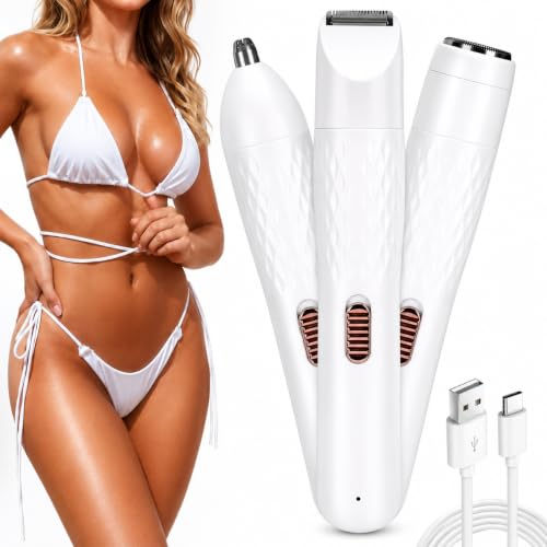 Image of Eyebrow Trimmer for Woman All in One, 3-in-1 Epilator, Bikini Trimmer For Woman || Facial Hair Remover for Face, Nose, Intimate Areas, Arms, Legs & Body, Travel Friendly, Rechargeable (3in1 trimmer)