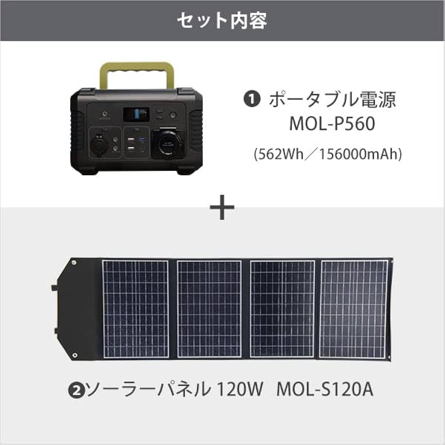 Amazon.co.jp: M.O.L ポータブル電源 MOL-P560＋ソーラーパネル