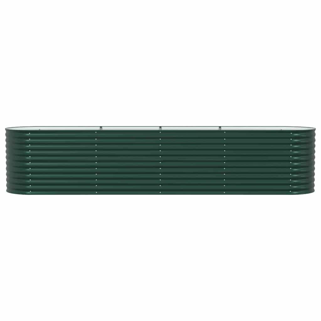Bancal alto verde 400 x 80 x 81 cm Jardín alto de acero – Moderno bancal para jardín y terraza – Jardinera estable para verduras, hierbas y flores – Resistente a la intemperie