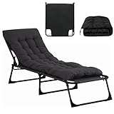 Sensch Camping Bed W/Mat, Adjustable 4-Position Folding Bed Portable Folding Bed for Sleeping Camping Bed Folding Cot for Camping W/Pilllow Mattress for Home Office Nap Beach Travel 150LB (Black)