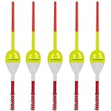 THKFISH Fishing Floats and Bobbers Balsa Wood Floats Spring Bobbers Oval Stick Floats Slip Bobbers for Crappie Panfish Walleyes Fixed Bobber 1.25'X0.75'X6' 5pcs