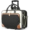 Rolling Laptop Bag, Large Rolling Briefcase for Women with Waterproof Pocket, 17.3 Inch Computer Bag Laptop Case with Wheels, Roller Work Bag for Office Travel Business Teacher, Beige Brown