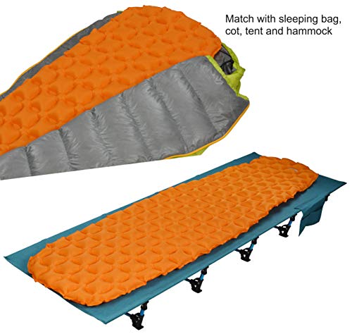 MARCHWAY Ultralight Inflatable Sleeping Pad Mummy Style, Durable Compact Portable Camping Air Mat for Outdoor Hiking Backpacking Traveling (Orange) - Thumbnail 2