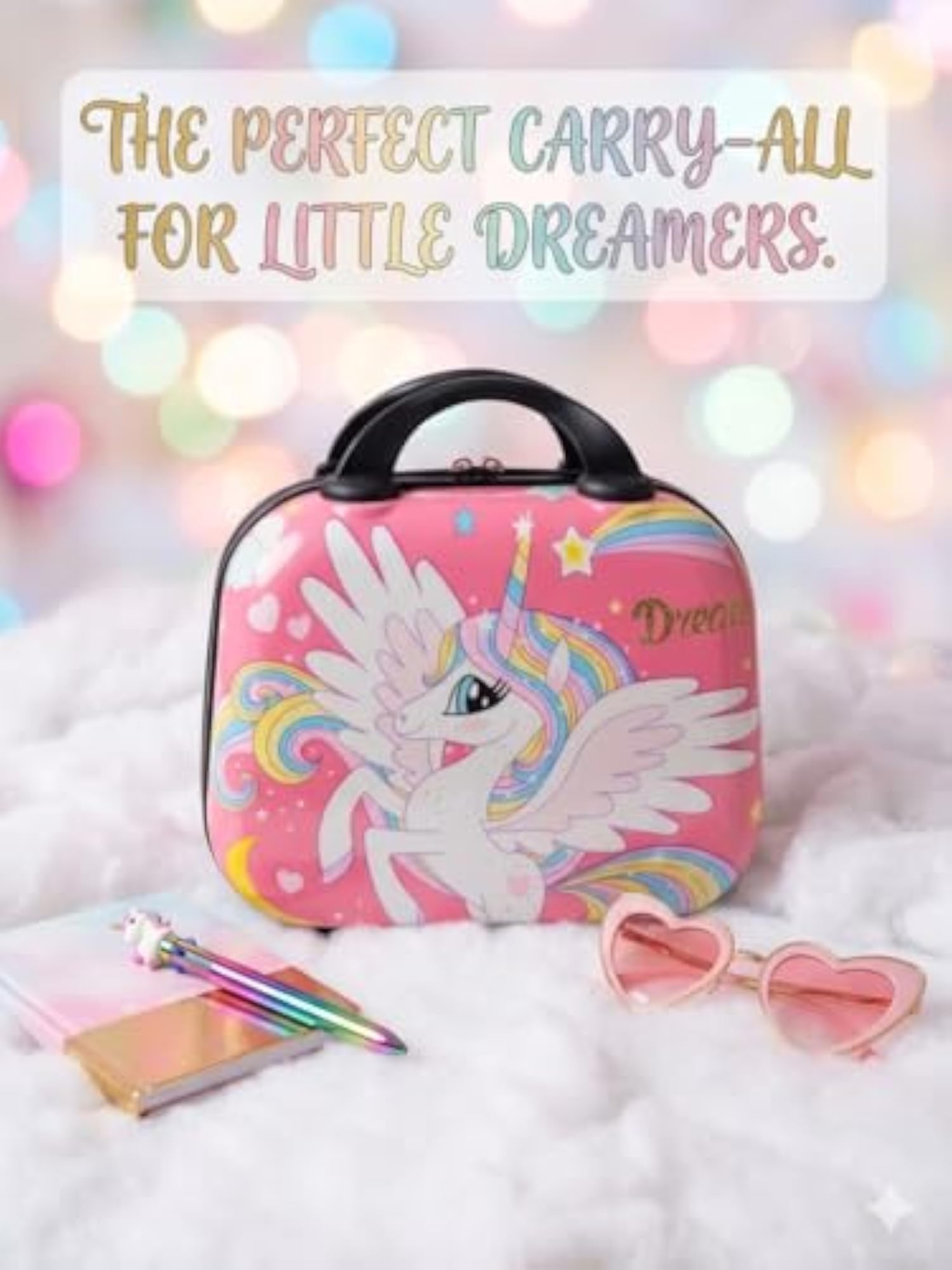 Small Protective Carry-on Suitcase for Kids, Princess Design
