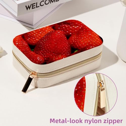 Boîte à bijoux de voyage en velours rouge compartimentée pour bagues