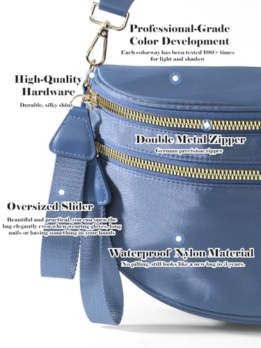 Image of Pure Colour Crossbody Bag Bum Bag for Women,Spacious Purse Fanny Packs Belt Bag,Oversized Bum Bag (Colour Bum Bag-Monet Blue)