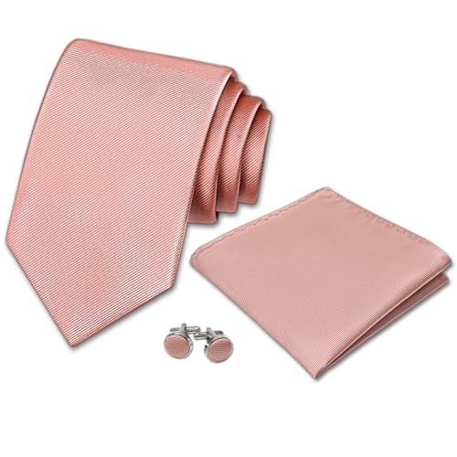 Image of Men's Tie Set with Pocket Square, Cufflinks and Gift Box | 100% microfiber; tie 59 x 3.15 in; square 10 x 10 in; gift box included