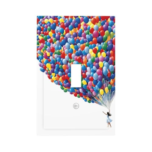Decorative Switch Covers Plate Girl Holding Colorful Balloons 1 Gang Wall Plate Oversized Single Toggle Wall Cover Plate Jumbo Electrical Light Switch Plate Faceplate for Bedroom Decor