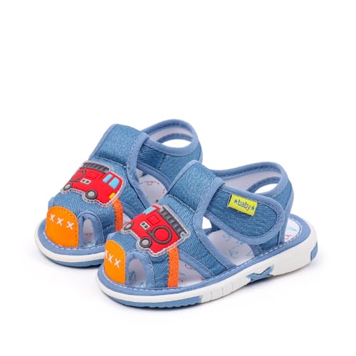 Baby Boys Squeaky Sandals Premium Rubber Sole Closed-Toe Non-Slip Infant Shoes Toddler Soft First Walkers Shoes
