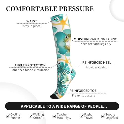 Tropical Beach Plant Theme Print, Compression Ankle Support Socks,Sports Socks,For Men Women Running Athletic3
