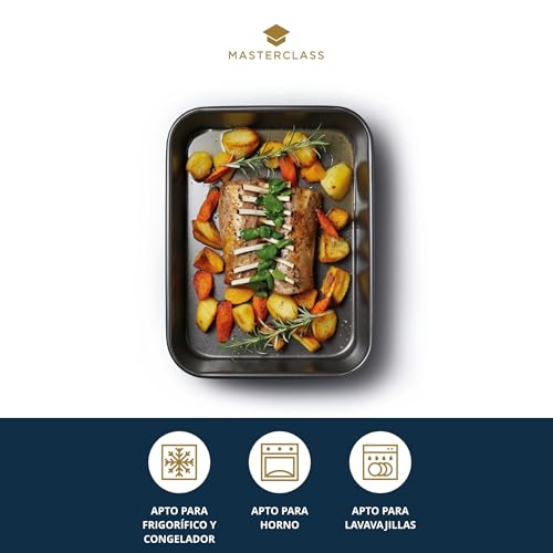 Bandeja asador de horno rectangular de acero negro Master Class 34cm 3