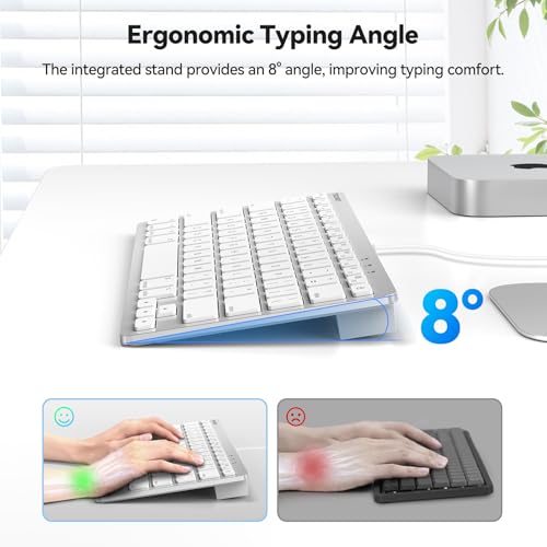 Image of TECKNET Wired Keyboard for MacOS Devices with Dual Interface, Slim Mac Keyboard, Comfortable Ergonomic Typing Angle & Stable Connection for PC /Laptop, Compatible with MacBook, iMac, Mac mini /Pro