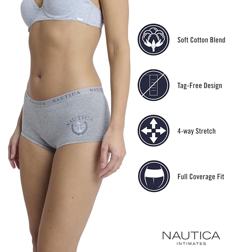 Image of Nautica Women's Cotton Boyshort Underwear Set, 5-Pack