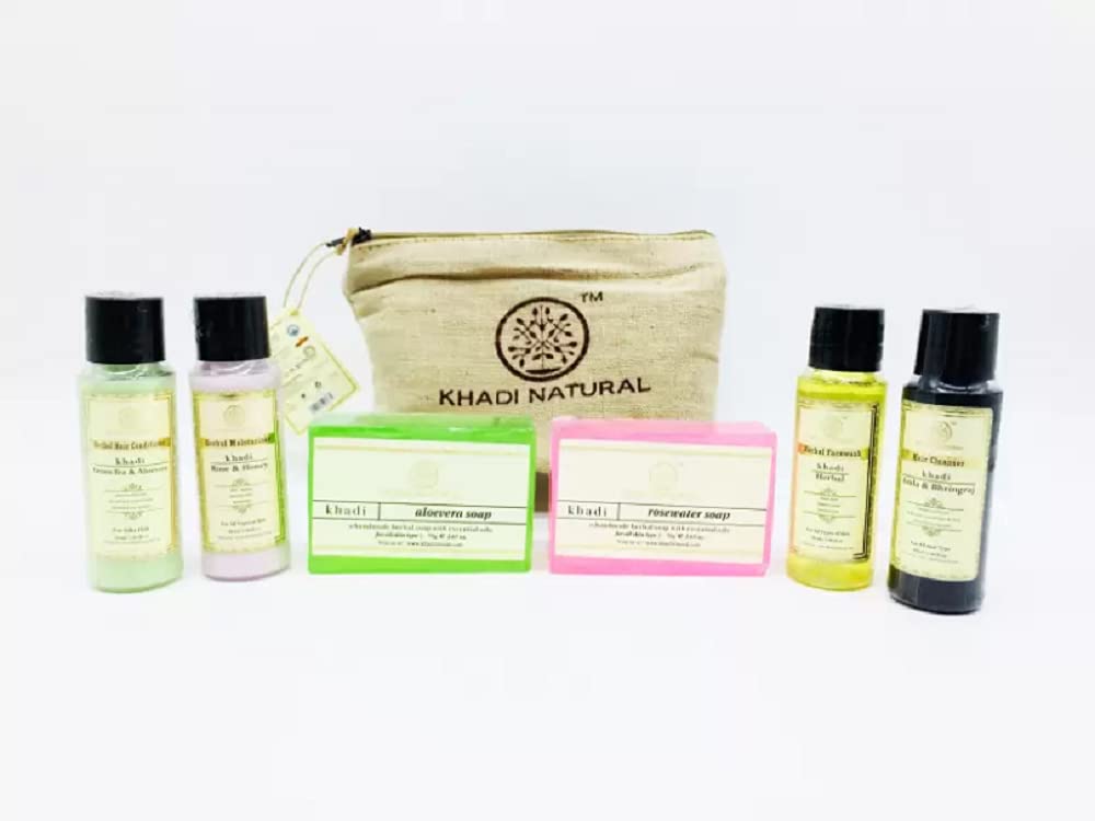 Khadi Natural AYURVEDIC TRAVEL KIT (Combo) (2 SOAPS X 75GMS, 1 FACEWASH X 30ML, 1 SHAMPOO X 30ML, 1 MOISTURISER X 30ML, 1 HAIR OIL X 30ML) (6 Items in the set)-image-8