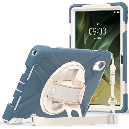 Image of ProElite Cover for Motorola Pad 60 Neo 11 inch 2025 Cover Case, Rugged 3 Layer Armor case cover for Motorola Pad 60 Neo 11 inch with Hand Grip & Rotating KickStand with Shoulder Strap, Cornflower Blue