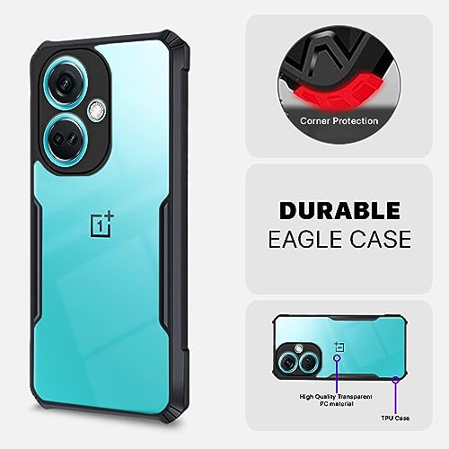 Image of Pikkme Back Cover for OnePlus Nord Ce 3 5G | Ultra Hybrid Shockproof Case | Full Camera Protection | Raised Edges | Clear Transparent Bumper Case (Black)