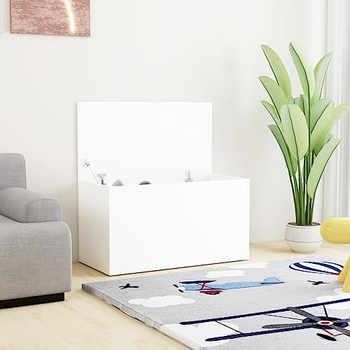 KOIECETA Baúl blanco 84 x 42 x 46 cm de madera ingenierizada
