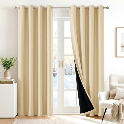 Deconovo 100% Blackout Curtains with Black Liner,...