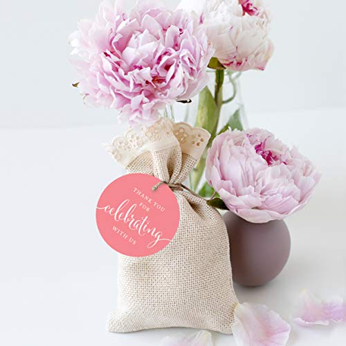 Andaz Press Circle Gift Tags, Thank You For Celebrating With Us, Coral, 24-Pack, Round Thanks Tag For Baby Bridal Wedding Shower, Anniversary Celebration, Graduation, Outdoor Event, Picnic, Luau, Christmas Hanukkah Holiday Party, Sweet 16 Quinceanera Birthday, Kids Birthday Party, Baptism, Christening, Confirmation, Communion Party Favors, Gifts, Boxes, Bags, Treats And Presents #TOP3
