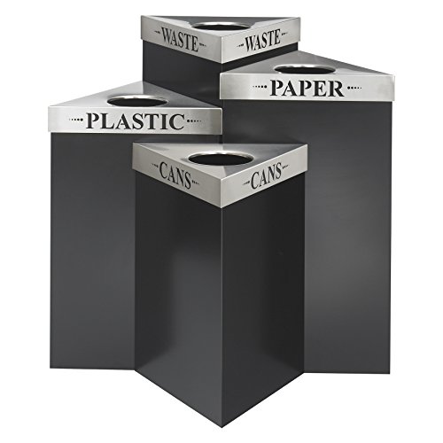 Safco Products 9552Bl Trifecta Waste Receptacle 34" High Base With 9560Re Recycle Trifecta Lid, 19-Gallon, Black #TOP2
